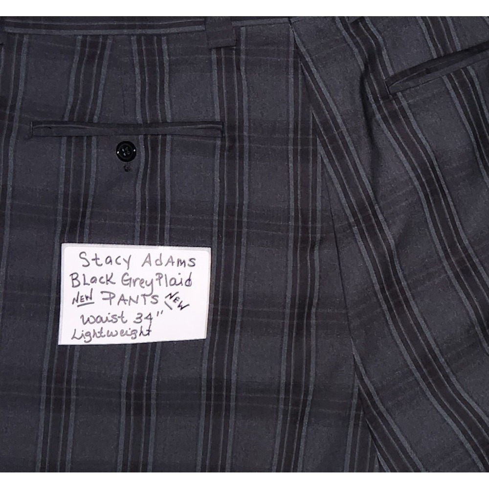 Zoot Suit 34x36 CUSTOM Cuff BLACK PLAID Men Pants Grey Trousers NEW Lightweight